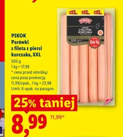 Parówki z fileta z piersi kurczaka Pikok XXL
