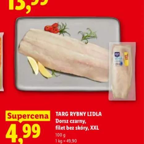 Dorsz czarny filet bez skóry Targ Rybny Lidla XXL