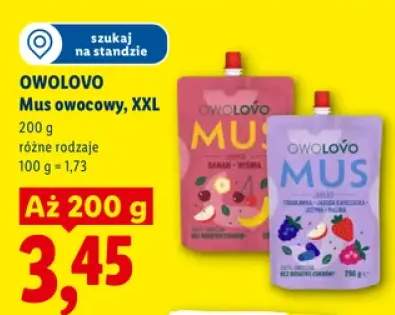 Mus owocowy banan wiśnia Owolovo XXL +1 wariant