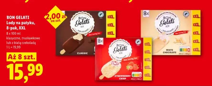 Lody na patyku klasyczne Classic Bon Gelati 8-pak XXL +2 warianty