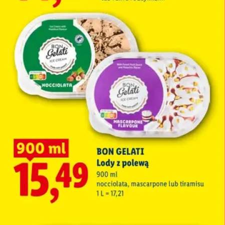 Lody z polewą nocciolata Bon Gelati +2 warianty