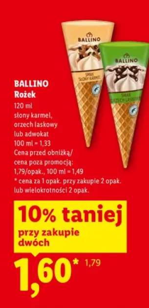 Lody rożek Ballino słony karmel +2 warianty