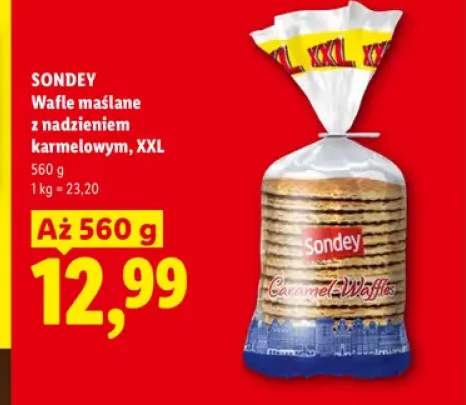 Wafle maślane Sondey z nadzieniem karmelowym XXL