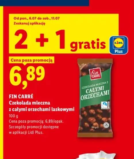 Czekolada mleczna Fin Carré z całymi orzechami laskowymi
