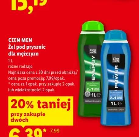 Żel pod prysznic dla mężczyzn Cien Men Energy +1 wariant