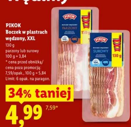 Boczek w plastrach wędzony parzony XXL Pikok +1 wariant