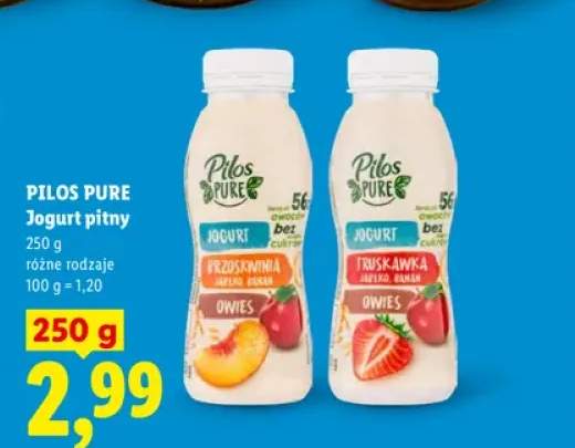 Jogurt pitny truskawka jabłko banan owies Pilos Pure +1 wariant