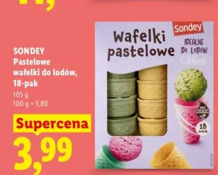 Wafelki pastelowe do lodów Sondey 18-pak