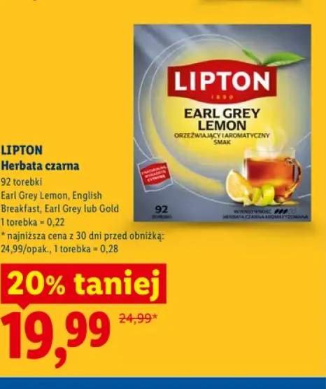 Herbata czarna Lipton Earl Grey Lemon +3 warianty