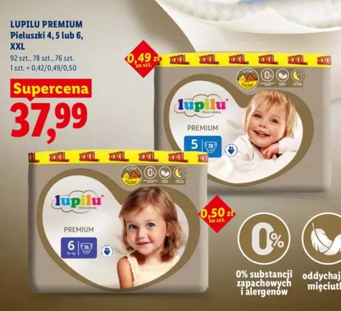 Pieluszki Lupilu Premium 5 XXL +2 warianty