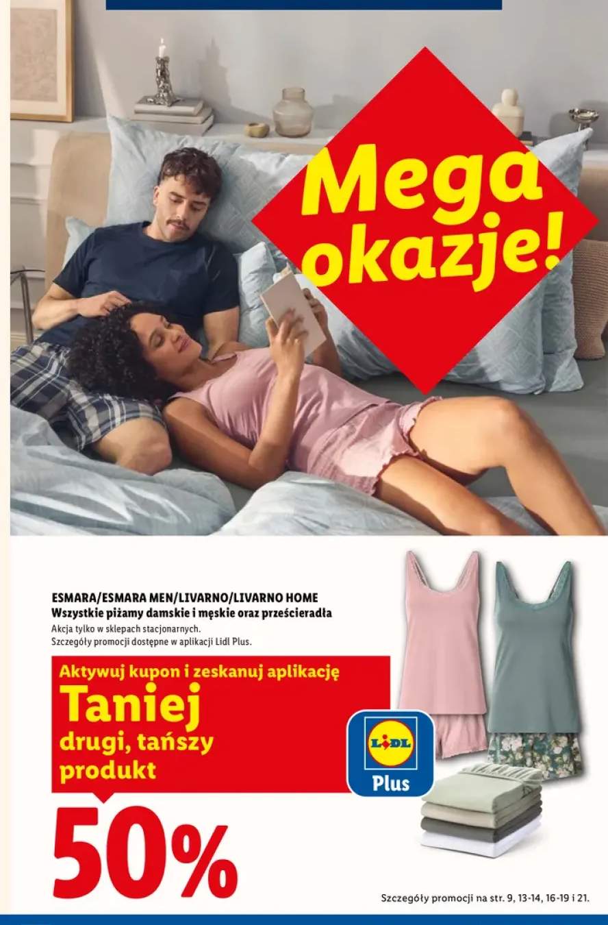 Piżamy damskie i męskie oraz prześcieradła Esmara / Esmara Men / Livarno / Livarno Home +3 warianty