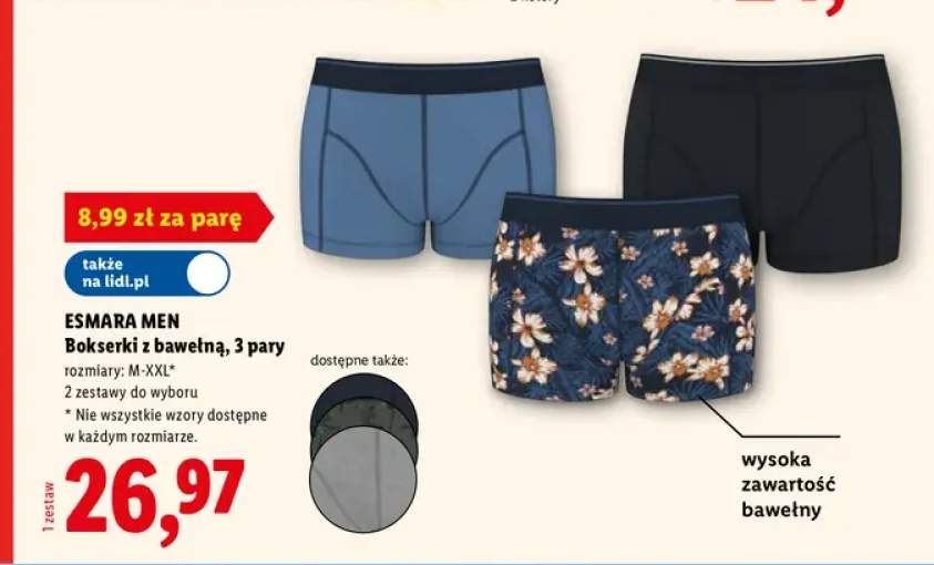 Bokserki z bawełną Esmara Men 3-pak