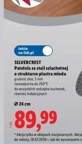 Patelnia ze stali szlachetnej Silvercrest o strukturze plastra miodu Ø 24 cm