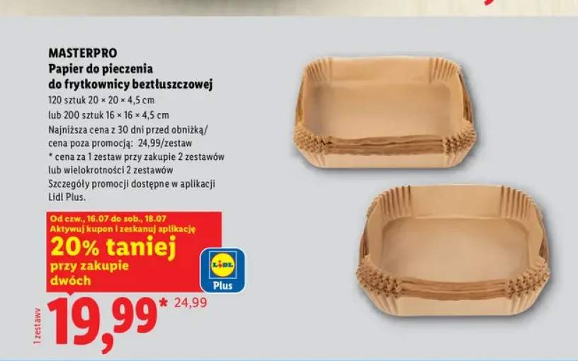Papier do pieczenia do frytkownicy beztłuszczowej Masterpro 120 sztuk
