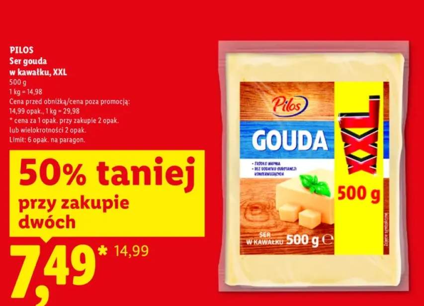 Ser gouda w kawałku XXL Pilos