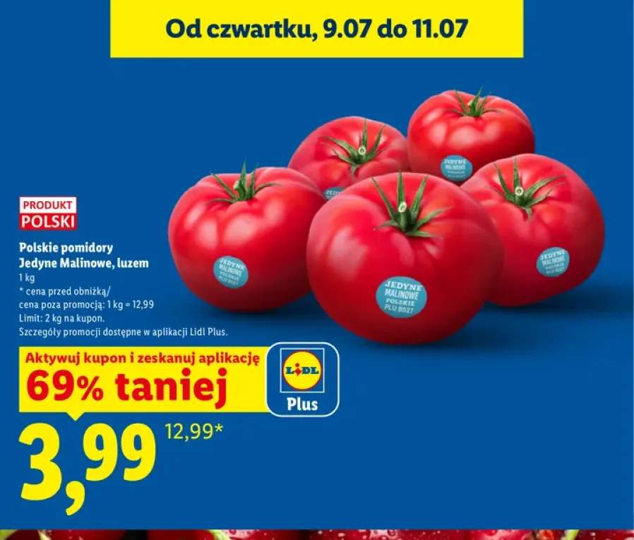 Pomidory Jedyne Malinowe polskie luzem