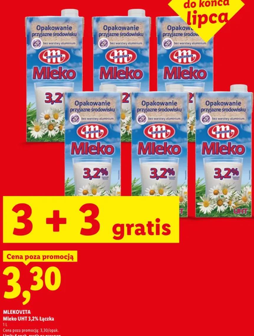 Mleko UHT 3,2% Łączka Mlekovita +1 wariant