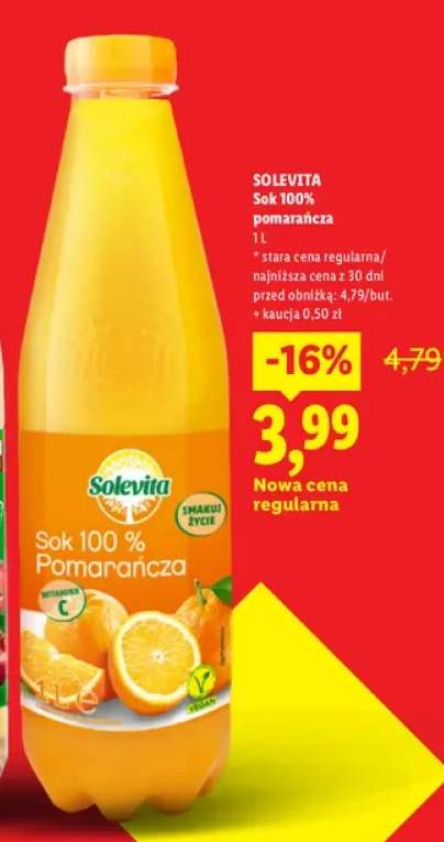 Sok 100% pomarańcza Solevita