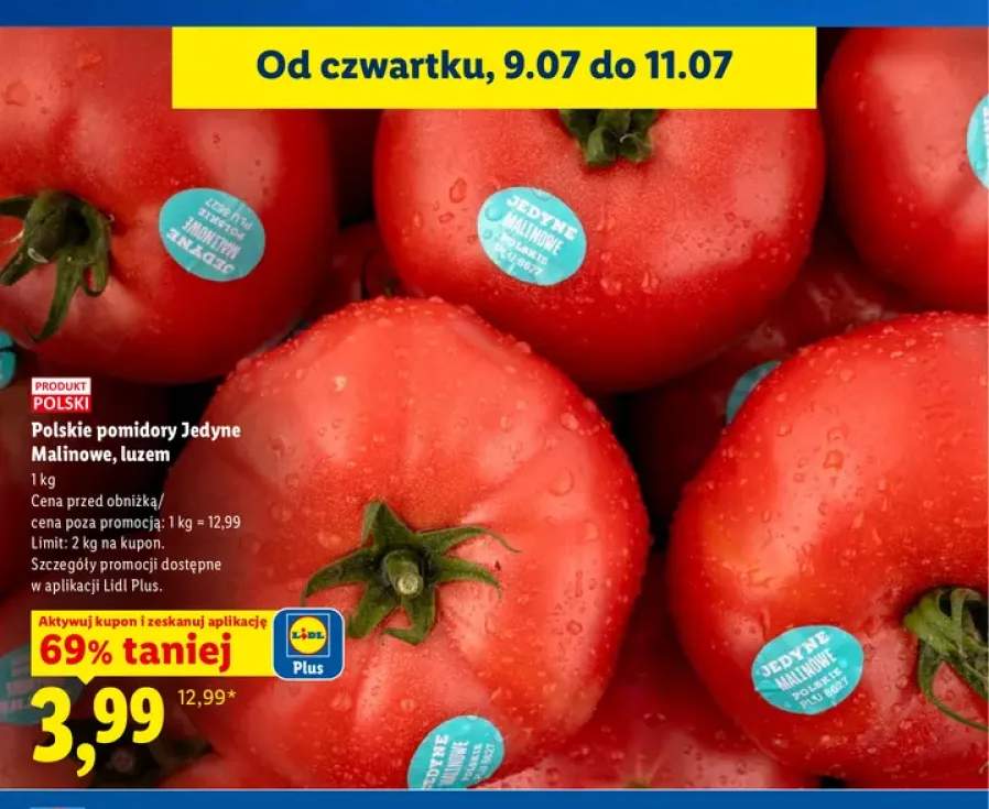 Pomidory malinowe Jedyne luzem polskie