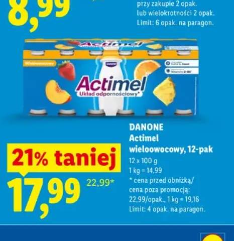 Napój probiotyczny Danone Actimel wieloowocowy 12-pak