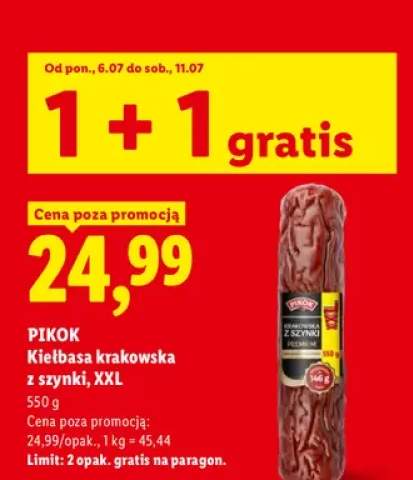Kiełbasa krakowska z szynki Pikok XXL