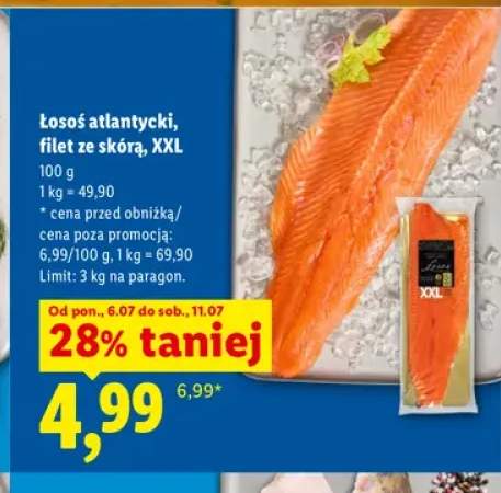 Łosoś atlantycki filet ze skórą XXL