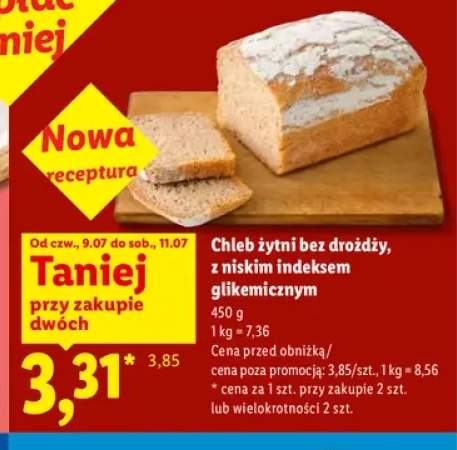 Chleb żytni bez drożdży z niskim indeksem glikemicznym