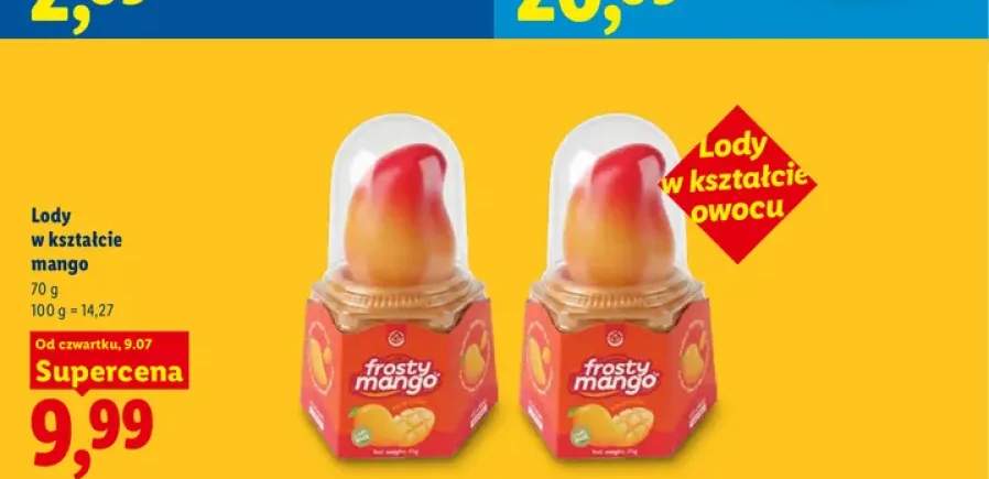 Lody w kształcie mango Frosty