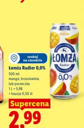 Piwo bezalkoholowe Łomża Radler mango +2 warianty