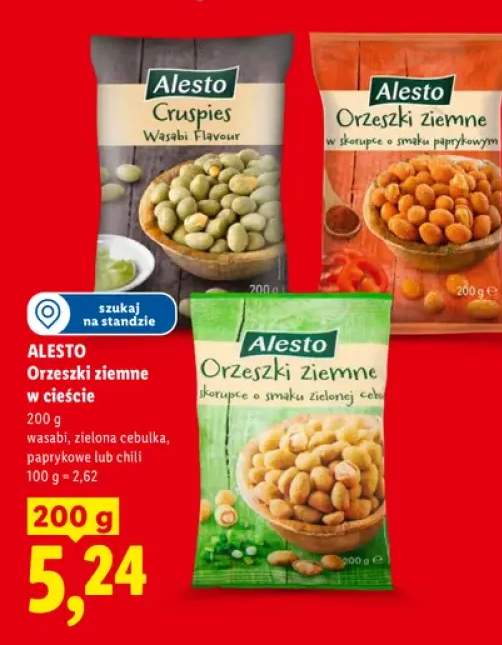 Orzeszki ziemne w cieście o smaku wasabi Alesto +3 warianty
