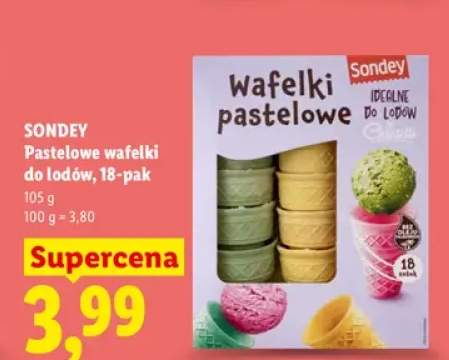 Pastelowe wafelki do lodów Sondey 18-pak