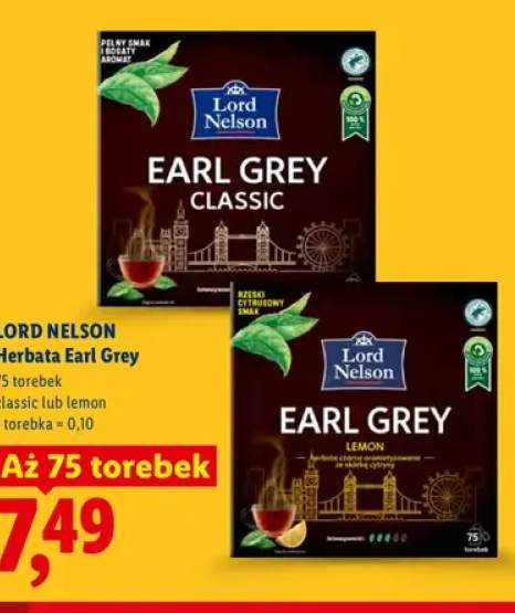 Herbata ekspresowa Lord Nelson Earl Grey Classic +1 wariant
