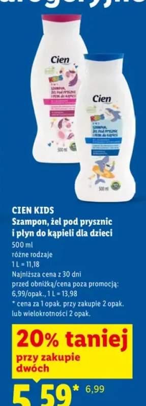 Szampon żel pod prysznic i płyn do kąpieli dla dzieci Cien Kids +1 wariant