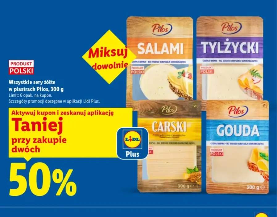 Sery żółte w plastrach Pilos +1 wariant