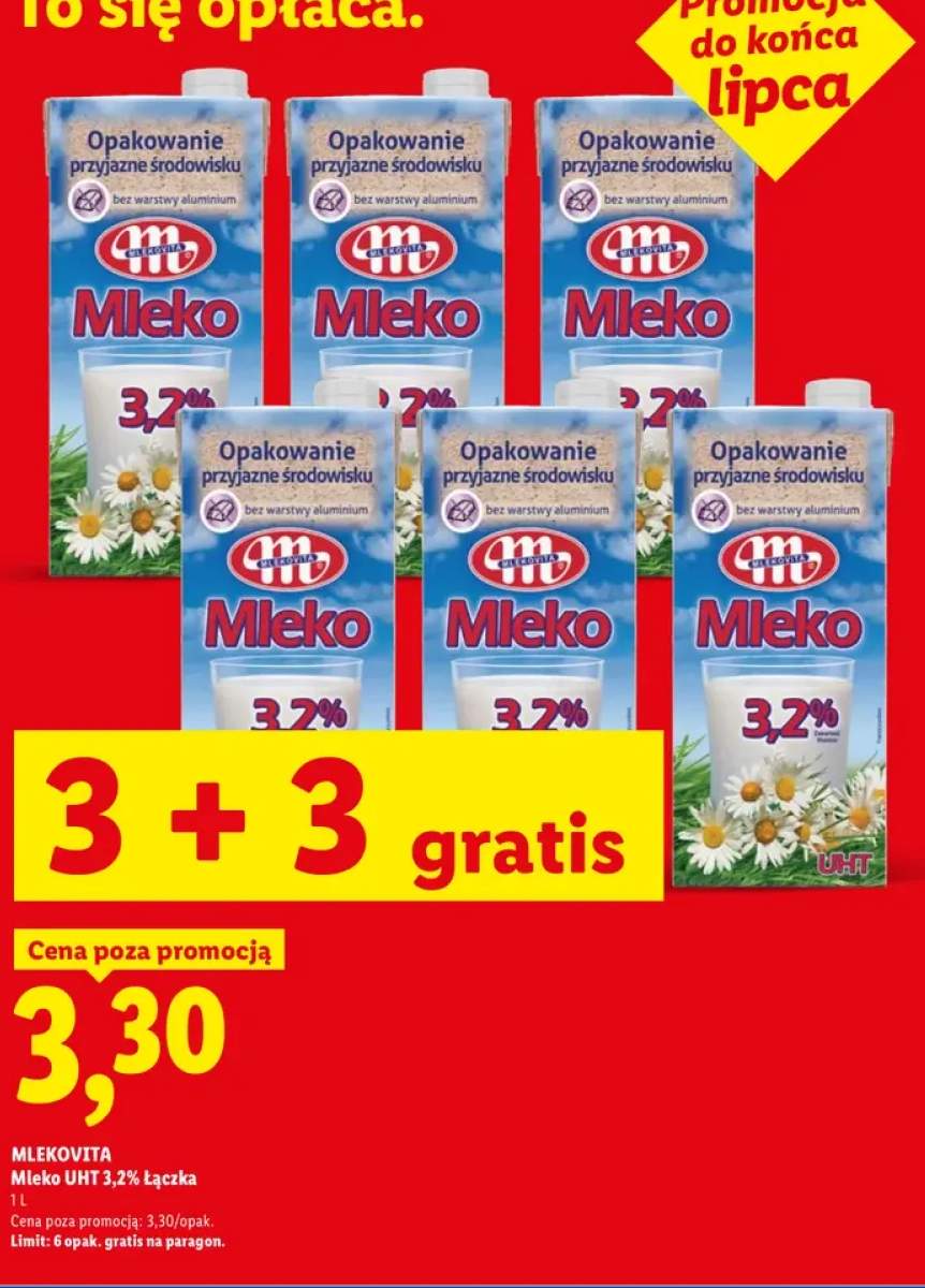 Mleko UHT 3,2% Łączka Mlekovita +1 wariant
