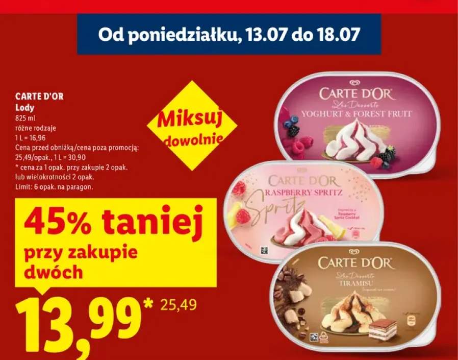 Lody Carte d'Or Yoghurt & Forest Fruit +1 wariant