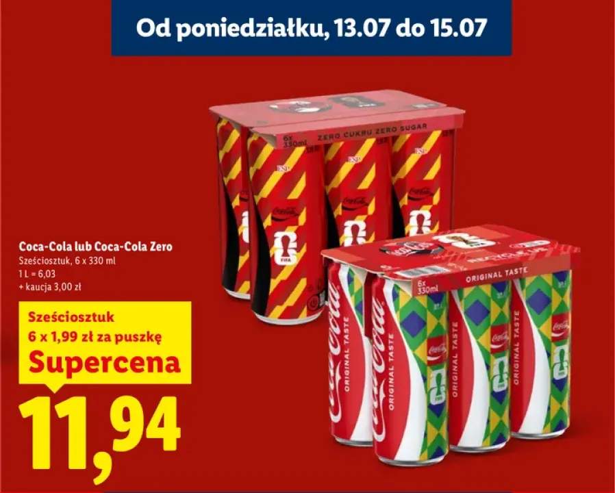 Napój gazowany Coca-Cola Zero 6-pak 330 ml