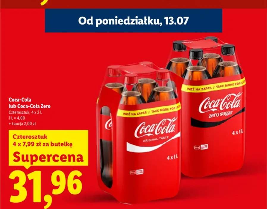 Napój gazowany Coca-Cola 4-pak 2 l +1 wariant