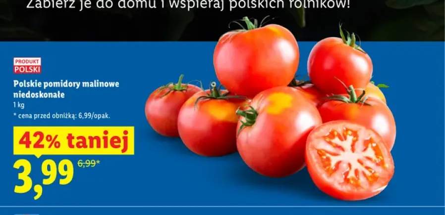 Pomidory malinowe niedoskonałe Ryneczek Lidla polskie