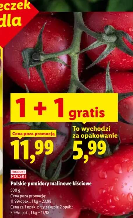 Pomidory malinowe kiściowe polskie