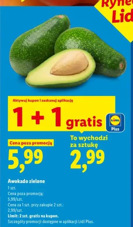 Awokado zielone Ryneczek Lidla