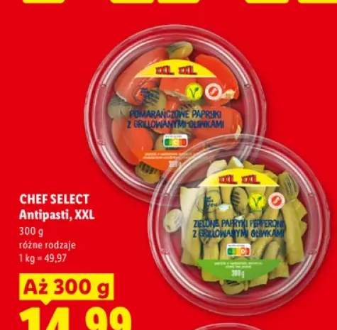Antipasti Chef Select pomarańczowe papryki z grillowanymi oliwkami XXL +1 wariant