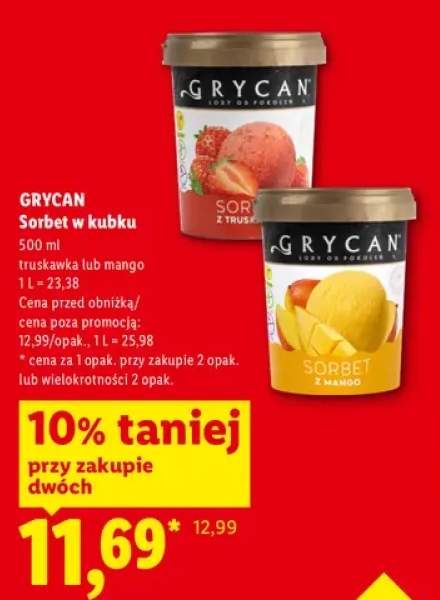 Sorbet w kubku truskawkowy Grycan +1 wariant