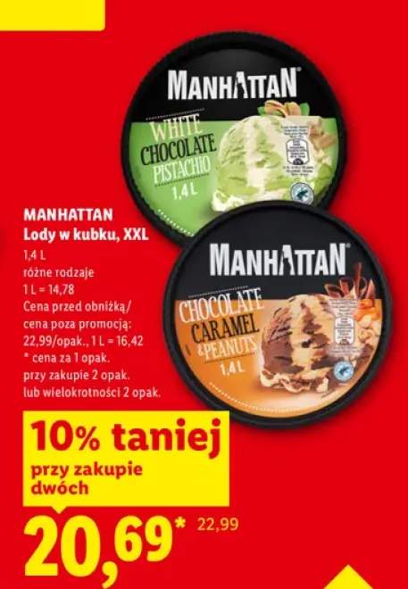 Lody w kubku XXL Manhattan White Chocolate Pistachio +1 wariant