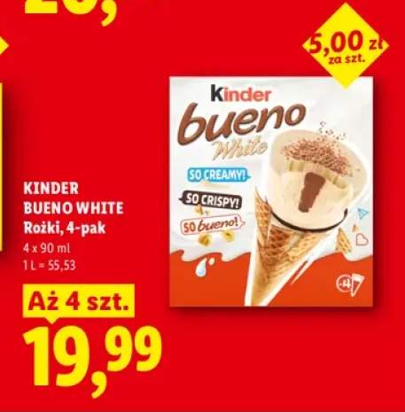 Lody rożki Kinder Bueno White 4-pak