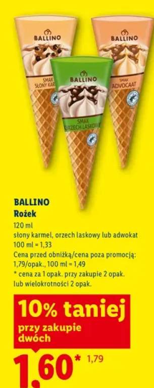 Lody rożek słony karmel Ballino +2 warianty