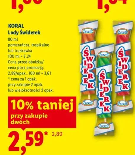 Lody Świderek pomarańcza Koral +2 warianty