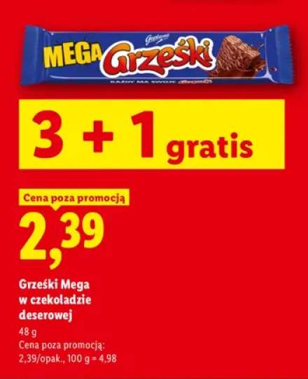 Wafel Grześki Mega w czekoladzie deserowej