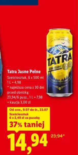 Piwo Tatra Jasne Pełne 6-pak