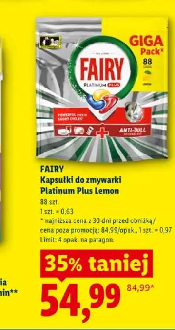 Kapsułki do zmywarki Fairy Platinum Plus Lemon